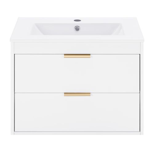 24 Inches Floating Wall-Hung Bathroom Vanity With White Ceramic Sink And Drawer Storage - No Mirror, No Faucet 24 Inches Floating Wall-Hung Bathroom Vanity With White Ceramic Sink And Drawer Storage - No Mirror, No Faucet