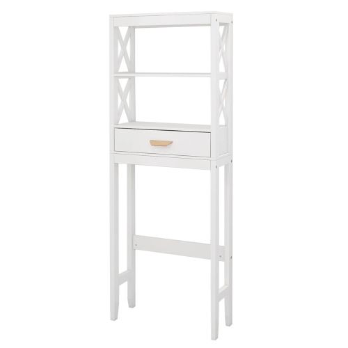 Over-the-Toilet Storage Cabinet With One Drawer Saver Bathroom Rack Over-the-Toilet Storage Cabinet With One Drawer Saver Bathroom Rack